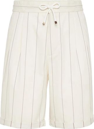 Brunello Cucinelli Bermuda a righe - Bianco
