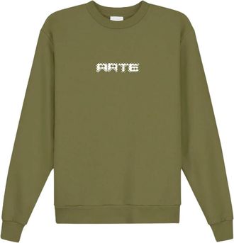 Arte Hoodies & sweatvesten, Heren, Groen, XL, Groene Pixel Crewneck Sweatshirt