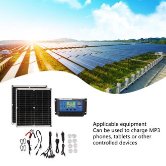OEM Kit Solar Port&aacute;til De 50 W Con Panel Monocristalino Y Regulador De 60 A, 2 Puertos Usb, Ideal Para Acampar
