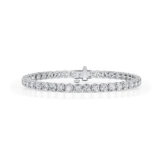 Grown Brilliance 10 Carat Round Lab Grown Diamond Tennis Bracelet in 14K White Gold, Size 7 Inches, F Color, VS2 Clarity