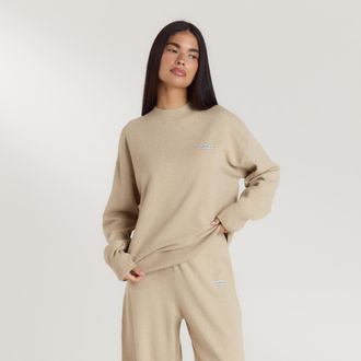 Lounge Gebreide Trui met ronde hals - Havermout Marl - M