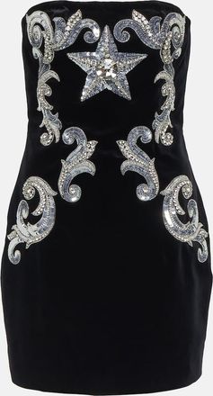 Balmain Embellished velvet minidress