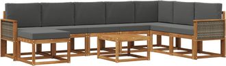 vidaXL Conjunto De Sof&aacute;s De Exterior 9 Uds. Natural Y Antracita Vidaxl