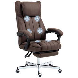 OEM Silla De Masaje Con 6 Puntos De Masaje Con Altura Ajustable Control Remoto Reposapi&eacute;s Y Reposacabezas Marr&oacute;n Oscuro