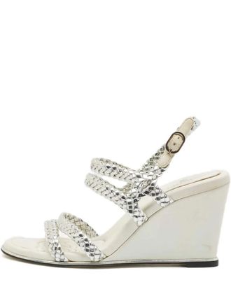 Chanel 80mm leather wedge sandals - Silver