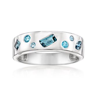 Ross-Simons Scattered Tonal Blue Topaz Ring in Sterling Silver