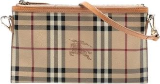 Burberry Pre-owned Cross Body Bags, female, Beige, Size: ONE SIZE Pre-owned Haymarket Check Crossbody Bag