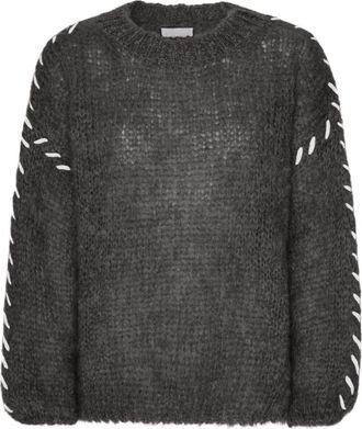 Americandreams Catia Mohair Stitch Pullover - Dames - Ronde hals truien - Grijs - S/M - Wol - Truien & Vesten
