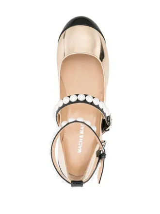 Mach & Mach Two-Tone Patent Leather Ballerina Flat - Gold
