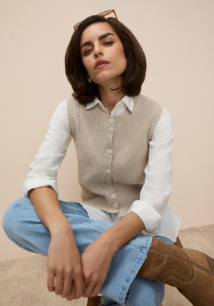 Tamaris Kurzarmpullover TAMARIS, Damen, Gr. 32/34, sand, Strick, Obermaterial: 50% Viskose, 28% Polyester, 22% Polyamid, unifarben, l&auml;ssig geschnitten kurz, R