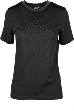 Diesel Casual Viscose Katoen T-shirt - Dames - T-shirts - Zwart - XS - Katoen - Tops