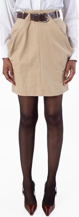 Loewe Belted Draped Cotton Skirt, Brand Size 36 ( US Size 4 )