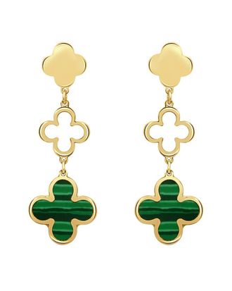 Italian Gold, Inc 14K Malachite Clover Dangle Earrings