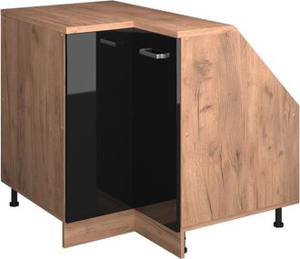 Vicco Armario Para Techo Inclinado Armario De Esquina Rion, Negro Brillo Intenso, 75.6 X 81.6 Cm Con 1 Puerta, Carcasa Del Armario 60 Cm De Profundidad, Vic