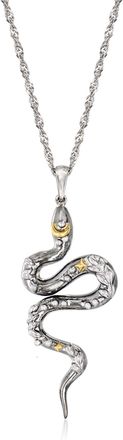 Ross-Simons Sterling Silver and 18kt Gold Over Sterling Snake Pendant Necklace
