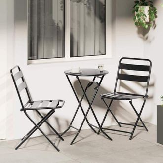 vidaXL Conjunto Bistro 3 Pcs Antracita Acero Vidaxl