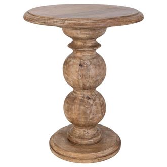 Wanderlust Deco Mesa Auxiliar De Madera Artesanal Marr&oacute;n 47x47x57h Cm