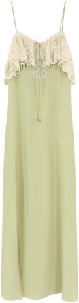 Chlo&eacute; Lange Jurk - Dames - Casual kleedjes - Groen - XS - Katoen - Kleedjes