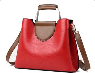 Generic Leather Purses and Handbags for Women Tote Top Handle Crossbody Bag Casual Satchel Ladies Large Shoulder Bags (Red)
