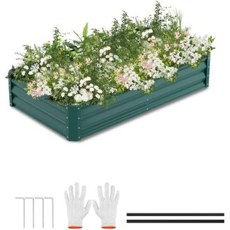 Vingo SWANEW Fioriere da esterno rialzate, vaso da esterno per fiori, erbe, frutta, verdura, fioriera da balcone, orto indipendente, acciaio ultra