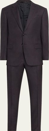 Giorgio Armani Mens Micro-Textured Wool Classic Fit Suit