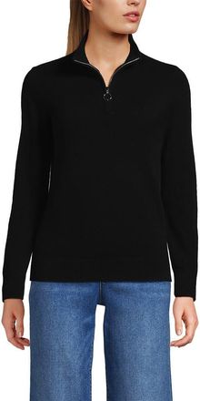 Lands End Cashmere Quarter Zip Sweater in Black at Nordstrom, Size X-Large
