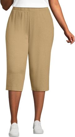 Lands End Sport Knit High Rise Elastic Waist Capri Pants in French Pecan Heather at Nordstrom, Size 2X