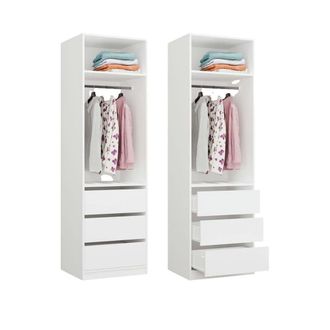 Topeshop Openo 1w1p3s - Armario Modular Con Barra Y 3 Cajones - 60x200x50 Cm - Blanco