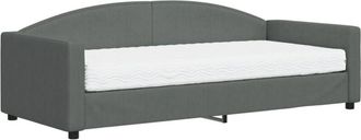 vidaXL Sofá cama con colchón tela gris oscuro 90x200 cm Vidaxl