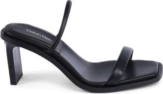 Calvin Klein Zwarte Leren Sandalen Minimalistisch Ontwerp - Dames - Muiltjes - Zwart - 40 EU - Leer - Schoenen