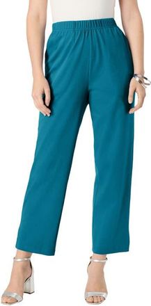 Roaman's Soft Knit Straight Leg Capri Pant in Deep Teal at Nordstrom, Size 5X