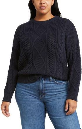 Madewell Cable Knit Crewneck Sweater in Deep Indigo at Nordstrom Rack, Size 2X