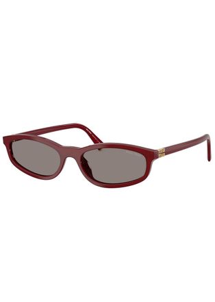 Miu Miu Rectangle-frame Sunglasses - Burgundy - One Size