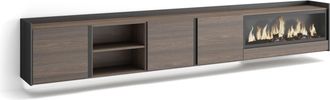 Skraut Home Skraut Home - Mueble Tv, Televisi&oacute;n, Muebles De Sal&oacute;n, Almacenaje, 315x35x50cm, Para Tv Hasta 80, Chimenea El&eacute;ctrica Xxl, Colgado, Suspendido, Led, Es