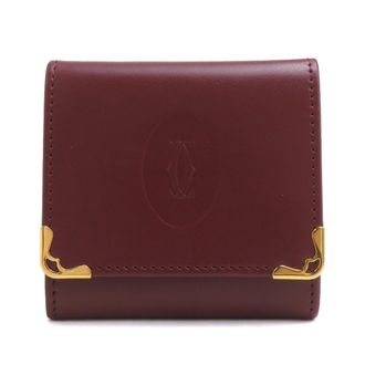 Cartier Bordeaux Leather Coin Purse/Coin Case (Pre-Owned)