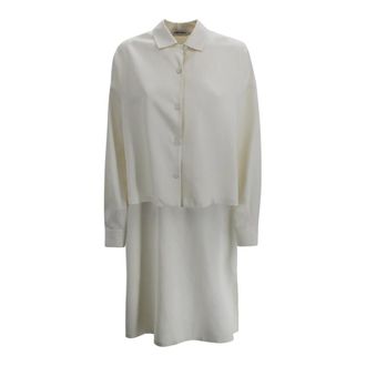 Alberta Ferretti Cropped overhemd met knopen - Dames - Shirt Kleedjes - Wit - XL - Katoen - Kleedjes