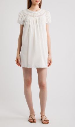 D&ocirc;en Daphne Lace Detail Organic Cotton Minidress in Salt at Nordstrom, Size X-Large