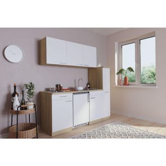 Respekta Cucina Minicucina Cucina singola Modulo cucina Rovere bianco Luis 180 cm Respecta