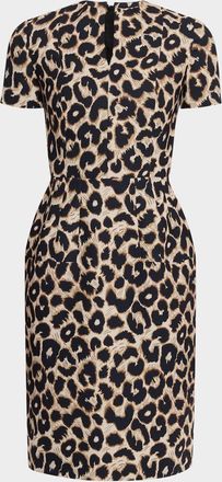 Dice Kayek Leopard-Print Short-Sleeve Sheath Dress