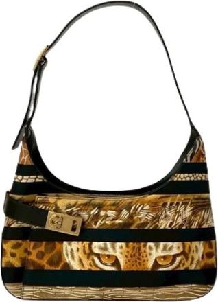 Ferragamo Pre-owned Shoulder Bags, female, Multicolor, Size: ONE SIZE Pre-owned Canvas Shoulder Bag