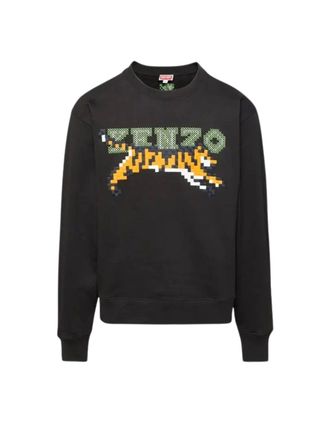 Kenzo Mens Kenzo Paris Digital Tiger Design Black Sweatshirt - Size: 42
