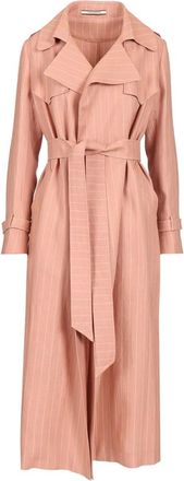 Tagliatore Jassen, Dames, Roze, L, Leer, Carola Lange Trenchcoat