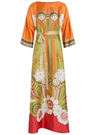 La DoubleJ LA Double J Muumuu Printed Silk Maxi Dress - Multicoloured - S (UK8-10 / S)