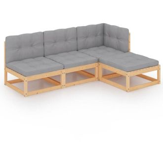 vidaXL 4 Pcs Garden Lounge Set Con Pin S&oacute;lido De Pino - 221727
