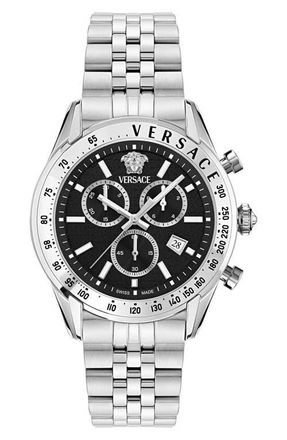 Versace Master Chronograph Bracelet Watch, 44mm in Stainless Steel at Nordstrom