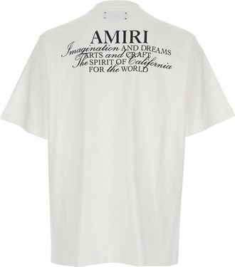 Amiri Mens T-Shirt With Spirit Print, White Cotton T-Shirts And Polos