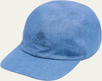 Loro Piana Mens Linen 6-Panel Baseball Hat