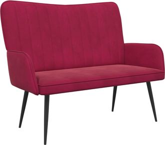 vidaXL Sof&aacute; De 2 Plazas Rojo Vino 115 X 61 X 87 Cm Terciopelo Vidaxl