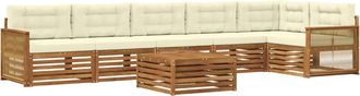 vidaXL Conjunto De Sof&aacute;s De Exterior 7 Uds. Natural Y Crema Vidaxl
