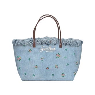 MC2 Saint Barth Tote Bags, female, Blue, Size: ONE SIZE City Bag With Fringes